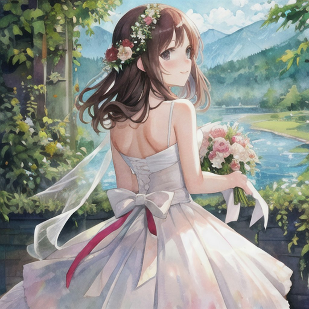 花嫁　水彩画