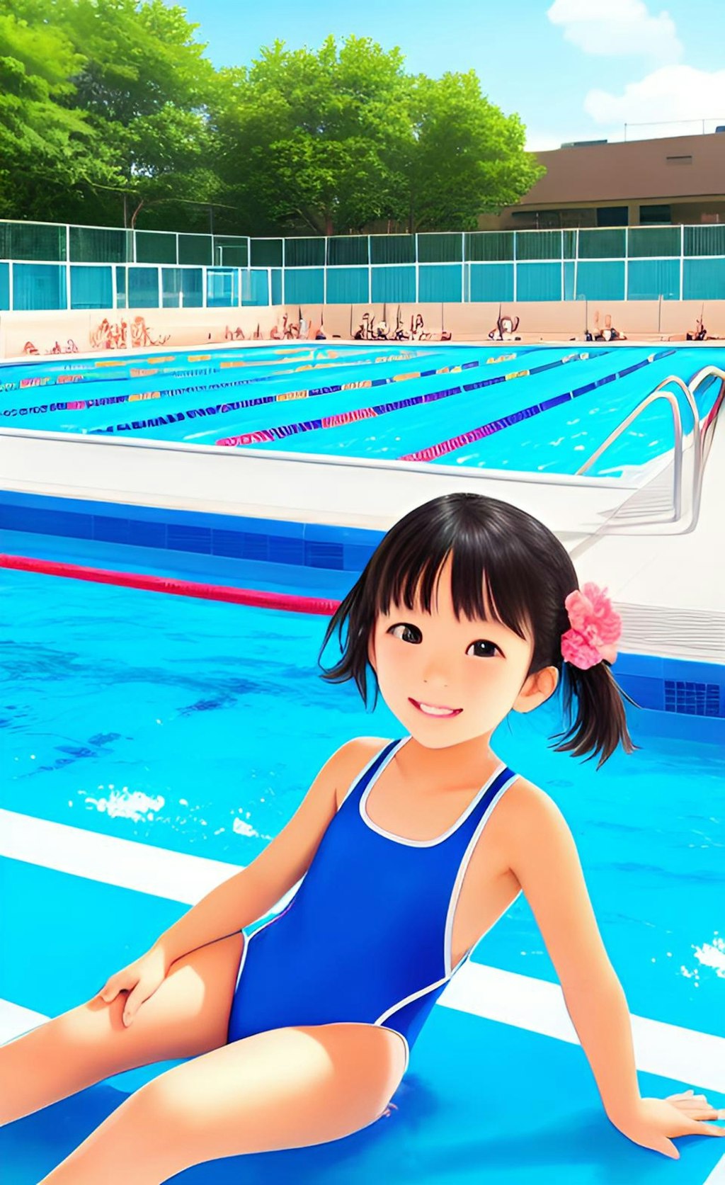 [12枚] 夏休み中、小学生は市民プールの入場無料です（※ただし女子に限る）（水と少女・一般向けの５）