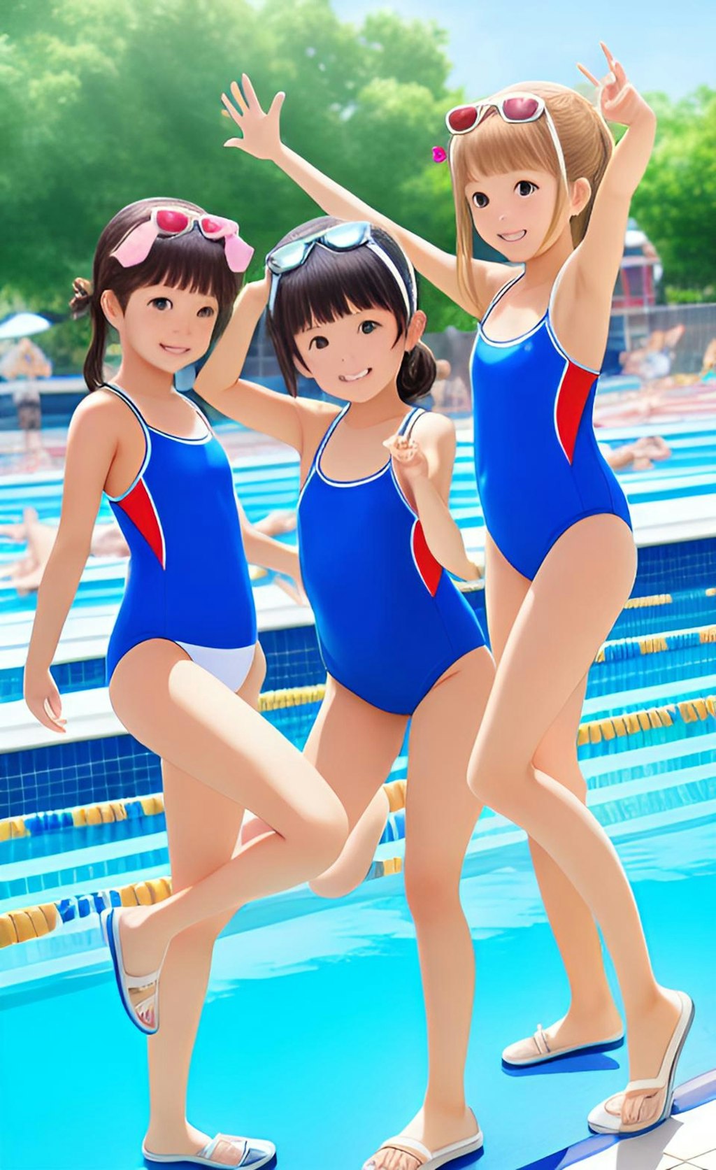 [12枚] 夏休み中、小学生は市民プールの入場無料です（※ただし女子に限る）（水と少女・一般向けの５）