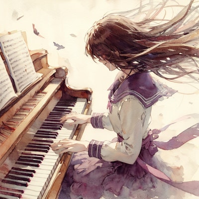 別れ往く人へのエレジー (ピアノを弾く少女②)