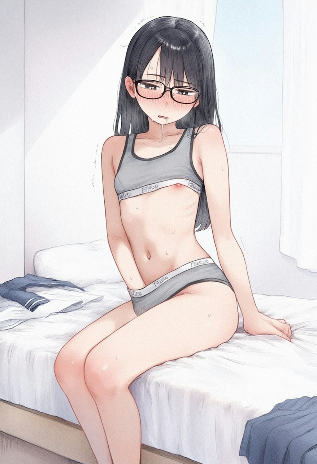 スポーツ下着の眼鏡っ娘