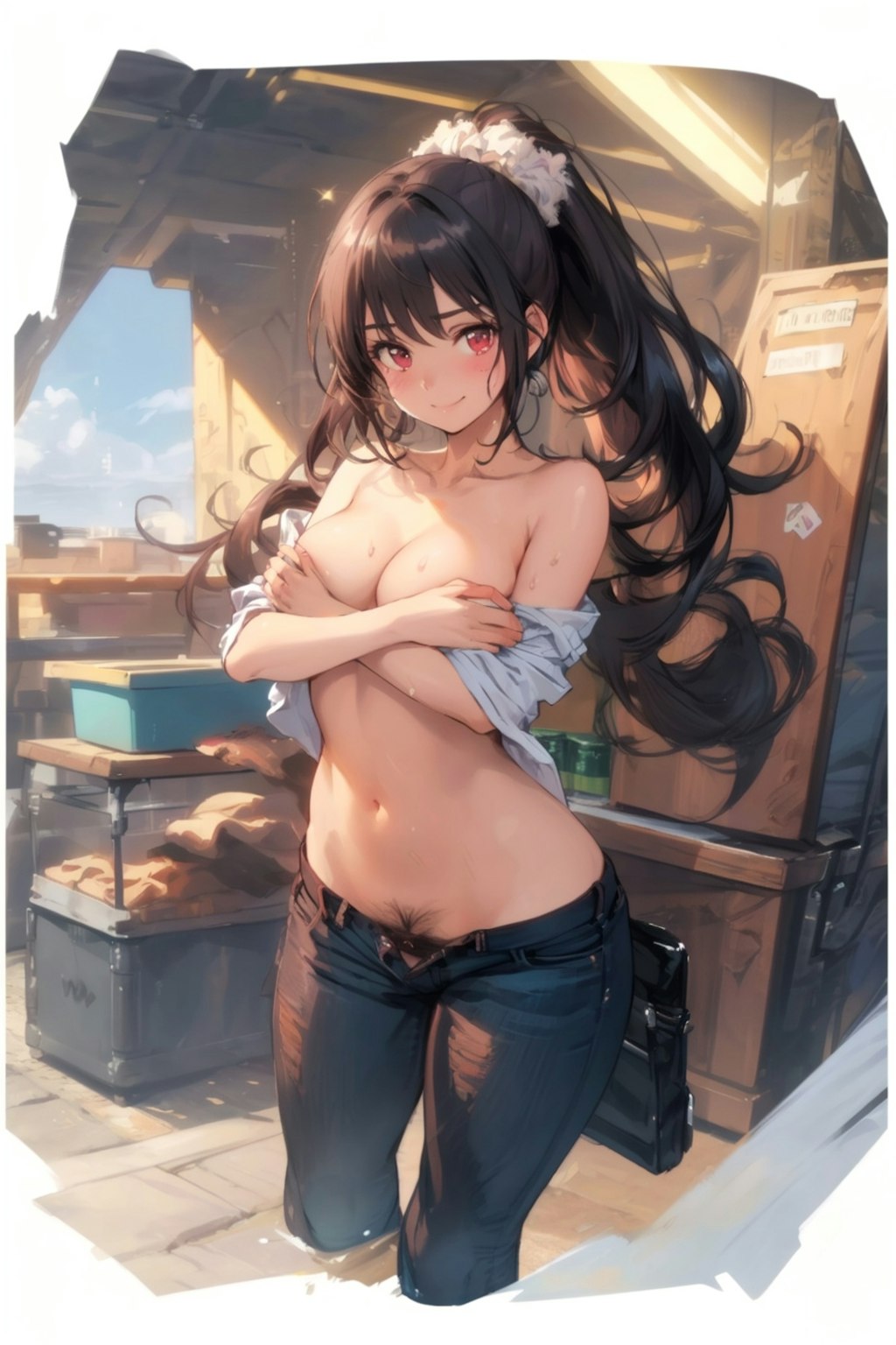 巨乳を見せてる