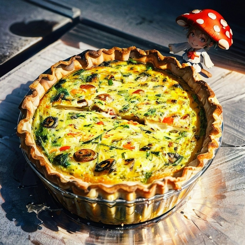 Savory mushroom and Swiss cheese quiche Girl