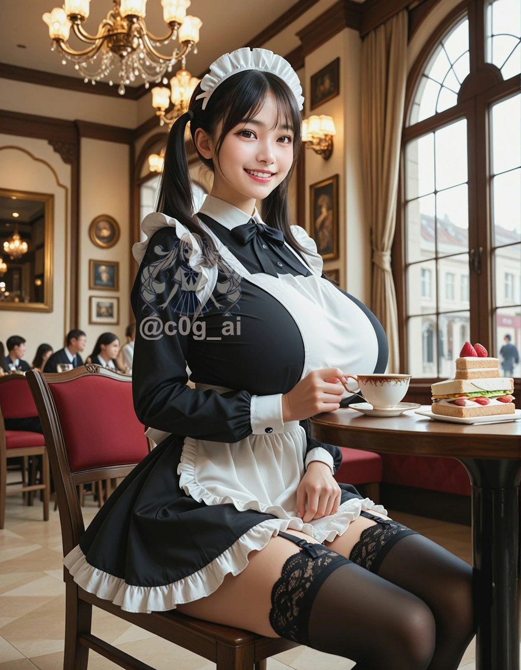 爆乳J系優希、メイド服でご奉仕中