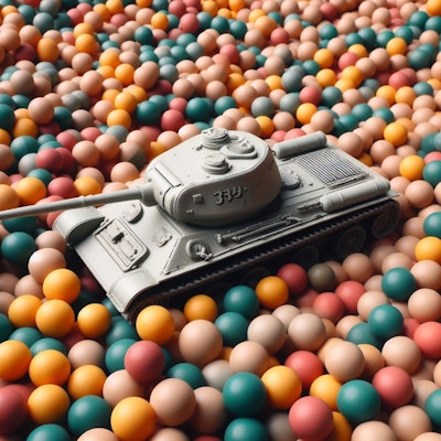 Tank in plastic balls