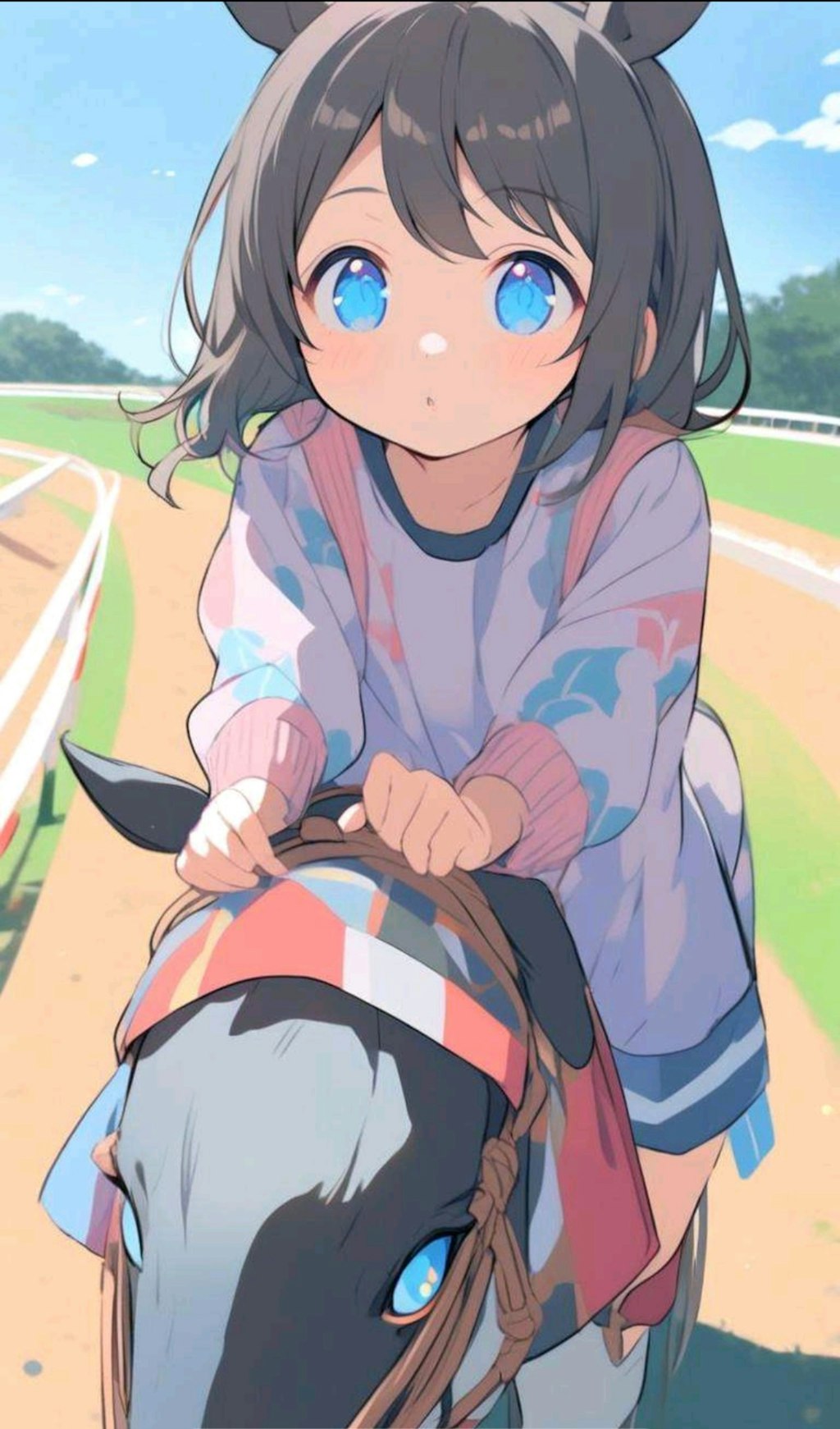 乗馬を楽しむ小さな女の子