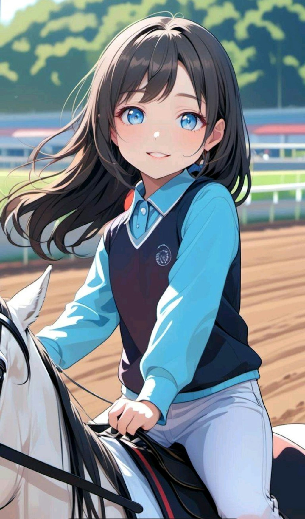 乗馬を楽しむ小さな女の子