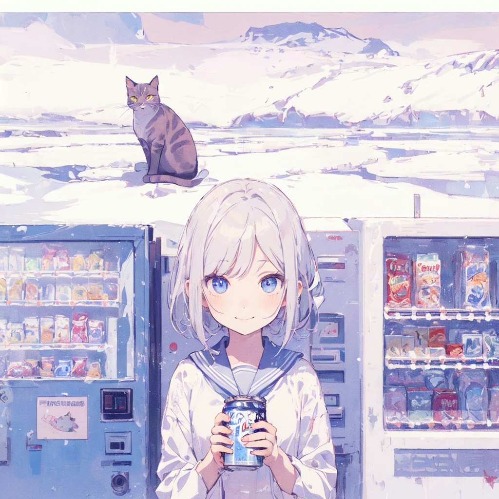 猫と少女と飲み物と