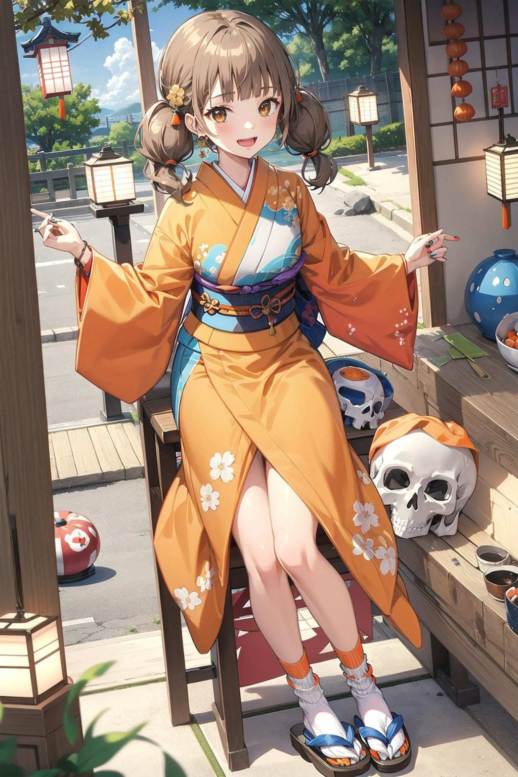 しばあや wearing a kimono