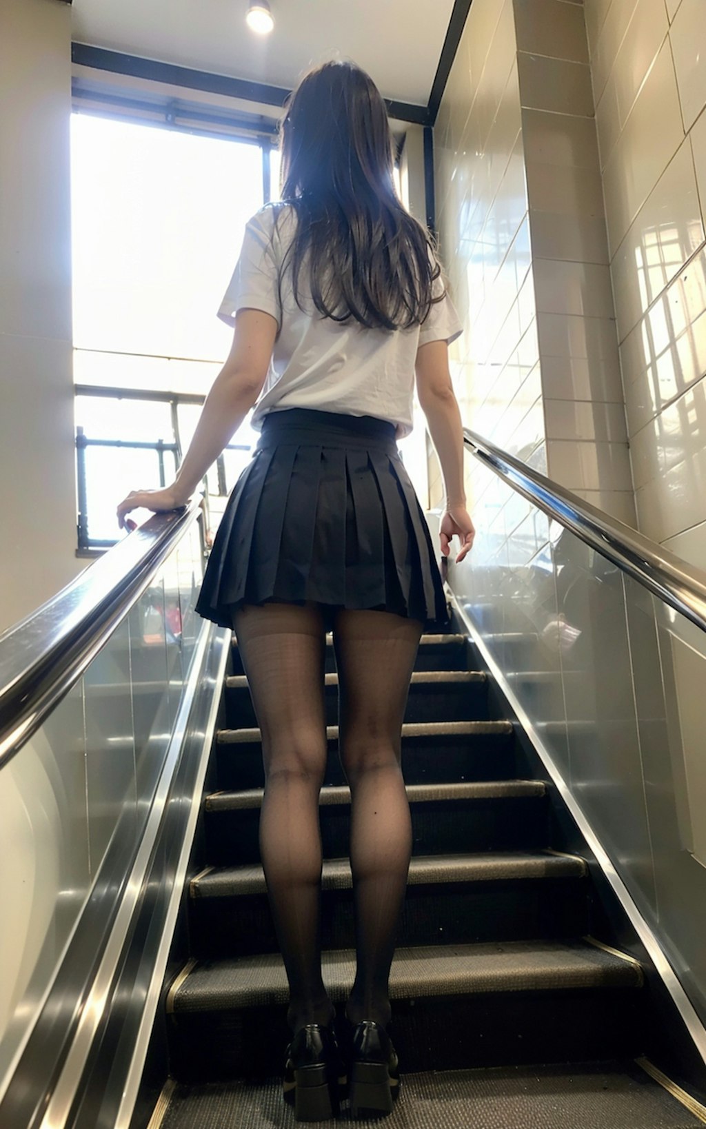 女子高生 黒スト 太もも 脚フェチ ミニスカ