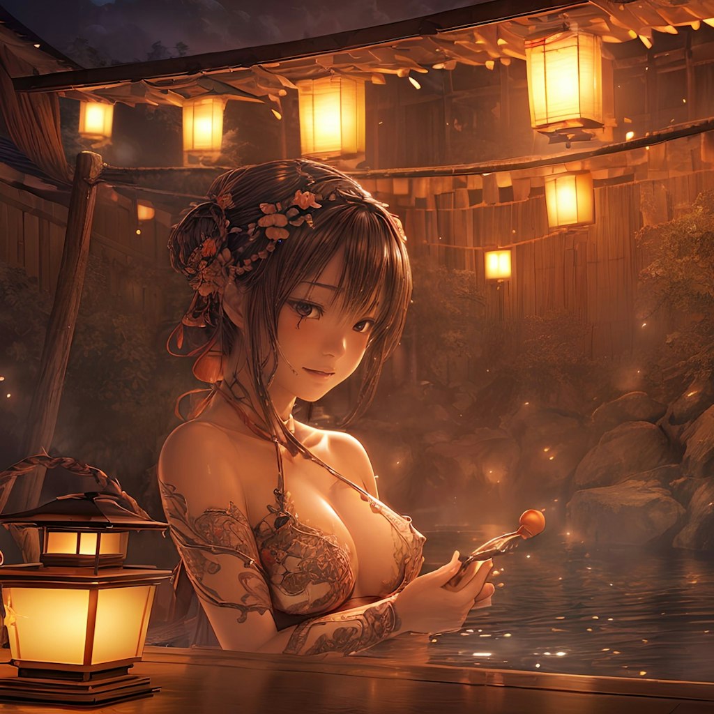 入浴のひとときに魅せる織姫の七夕祭り