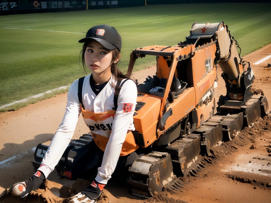 【謎画像】高校野球で負けてしまったので重機になった女子マネージャー