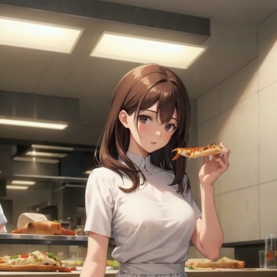 Girl eating pizza 1
