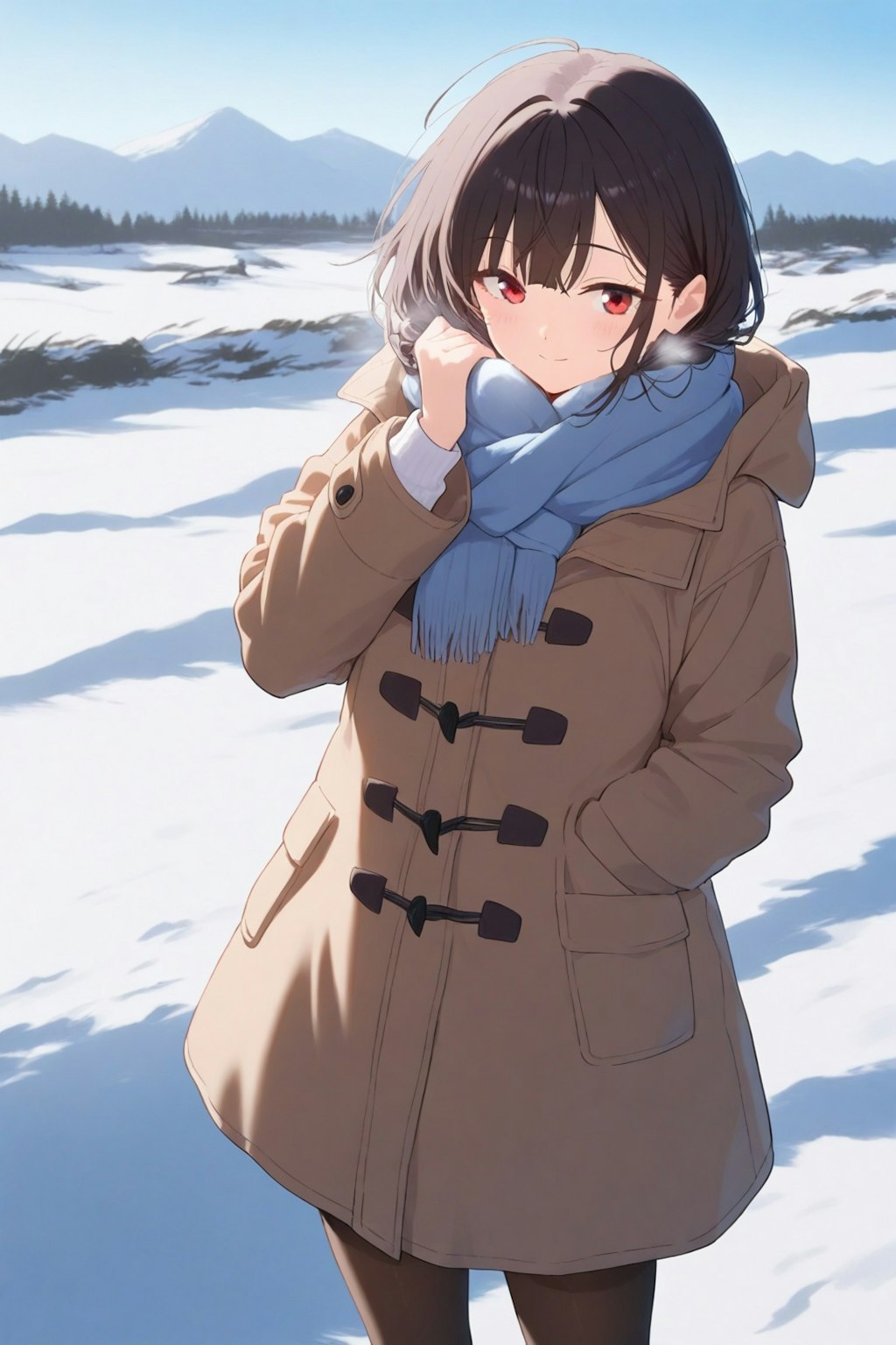 セミロングアホ毛の美少女