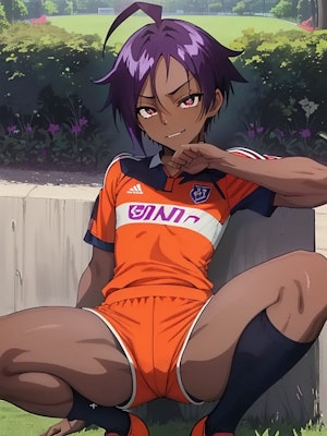 褐色サッカー少年　【紫】