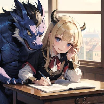 ドラゴンに勉強を教えてもらう