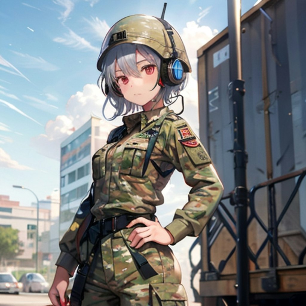 軍服を着た少女兵士