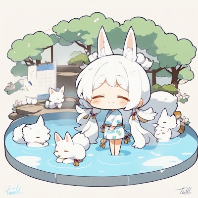 白狐と温泉