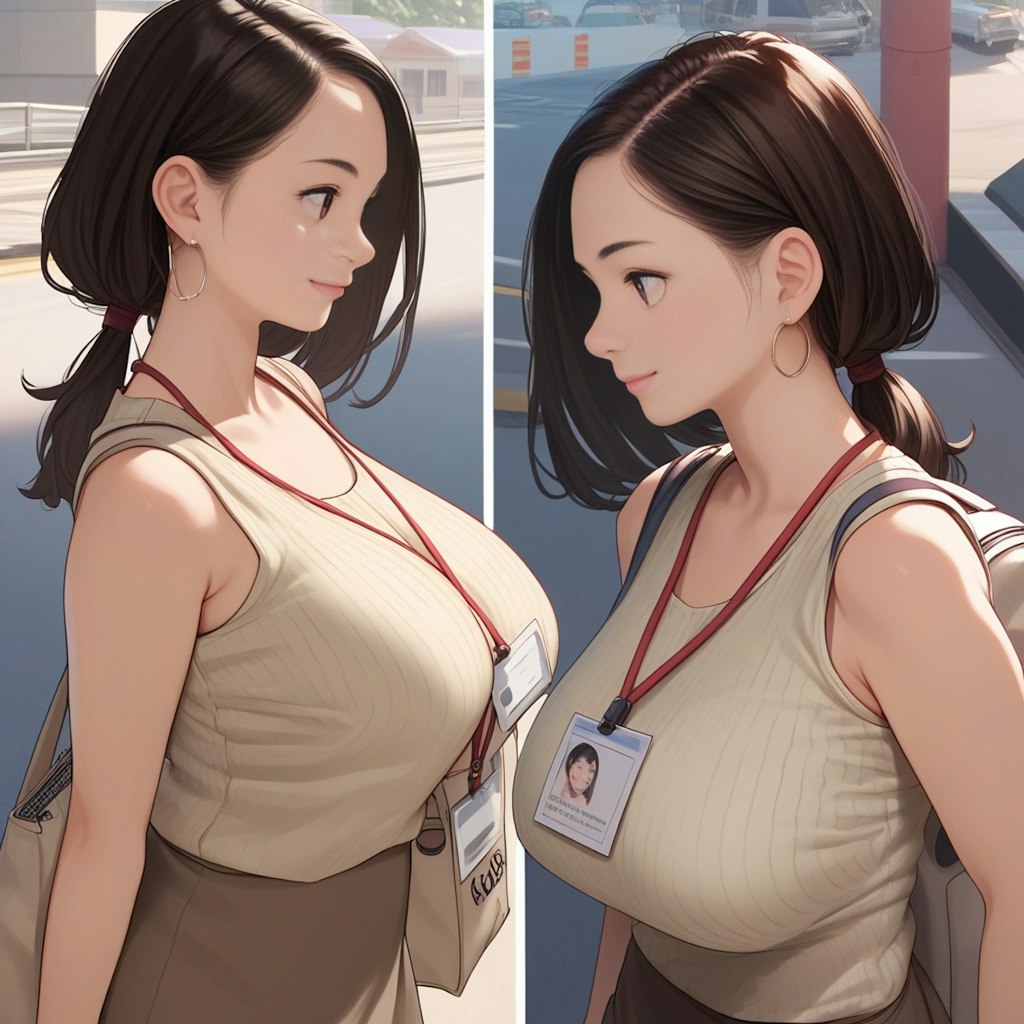 先輩OL 夏の通勤服