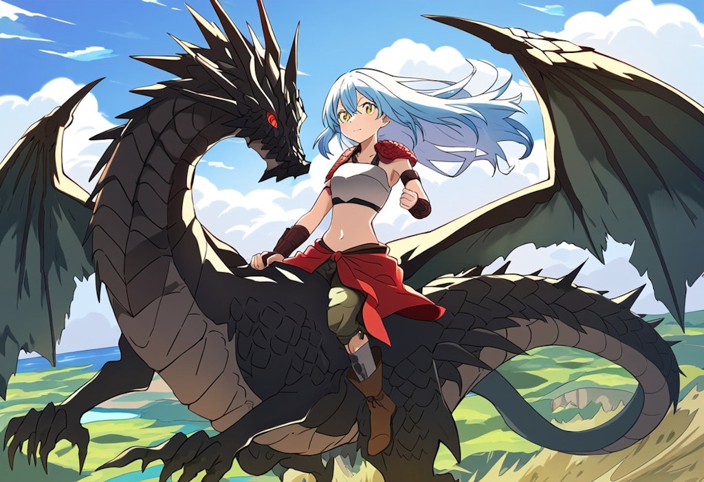 転スラ　リルム　ドラゴンに乗って　空のお散歩