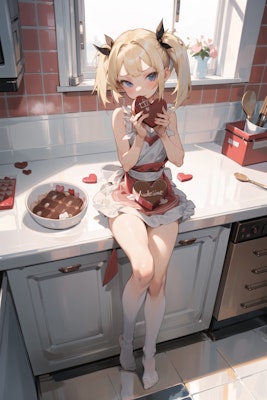 チョコを作る少女