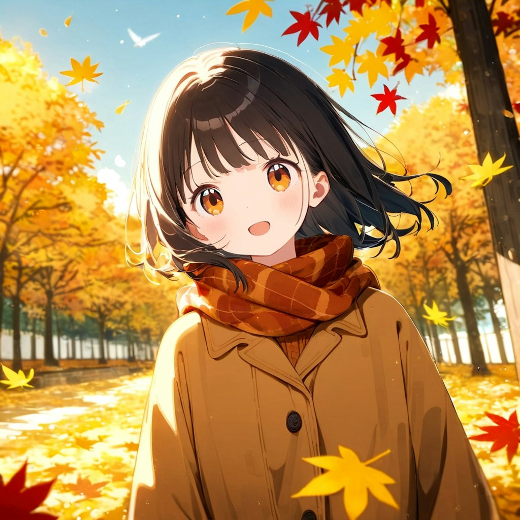 紅葉が舞い散る