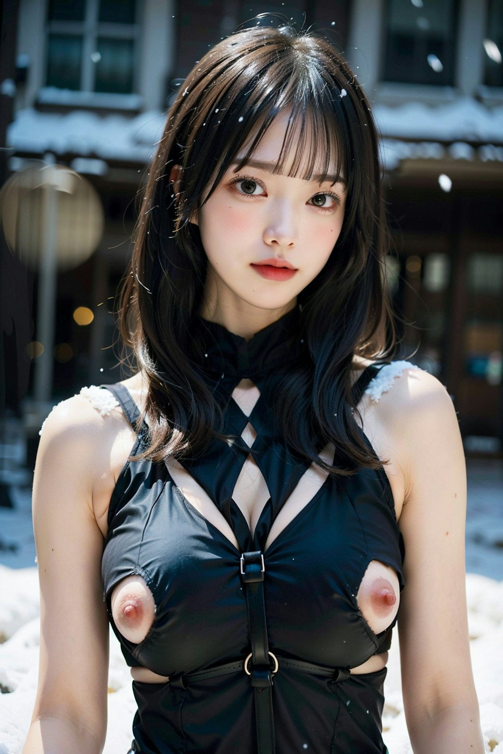 レオタード+ボンテージ要素でポロリ
