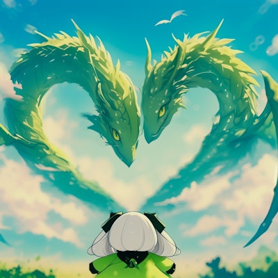 a: I LOVE green Dragon with うちの子