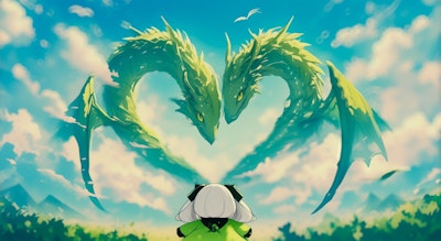 a: I LOVE green Dragon with うちの子