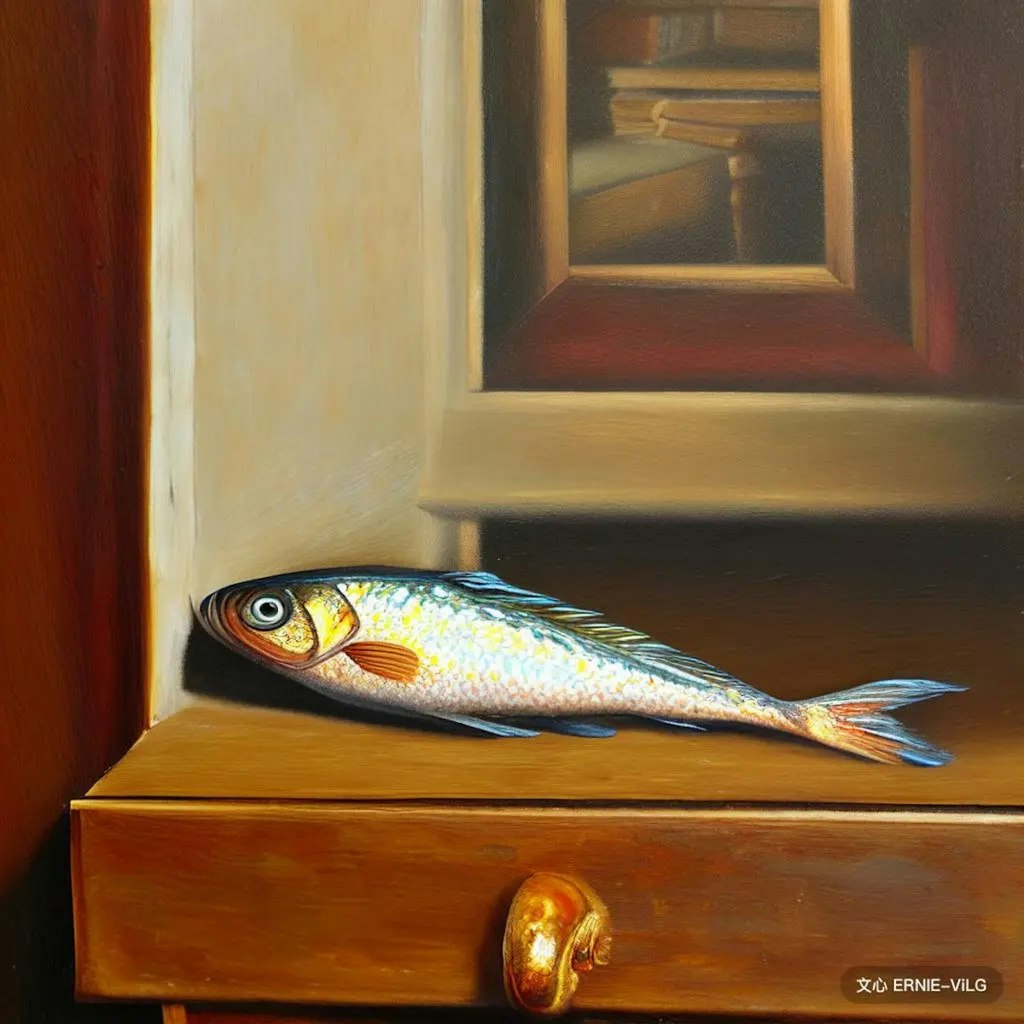 Fishes in bookcase