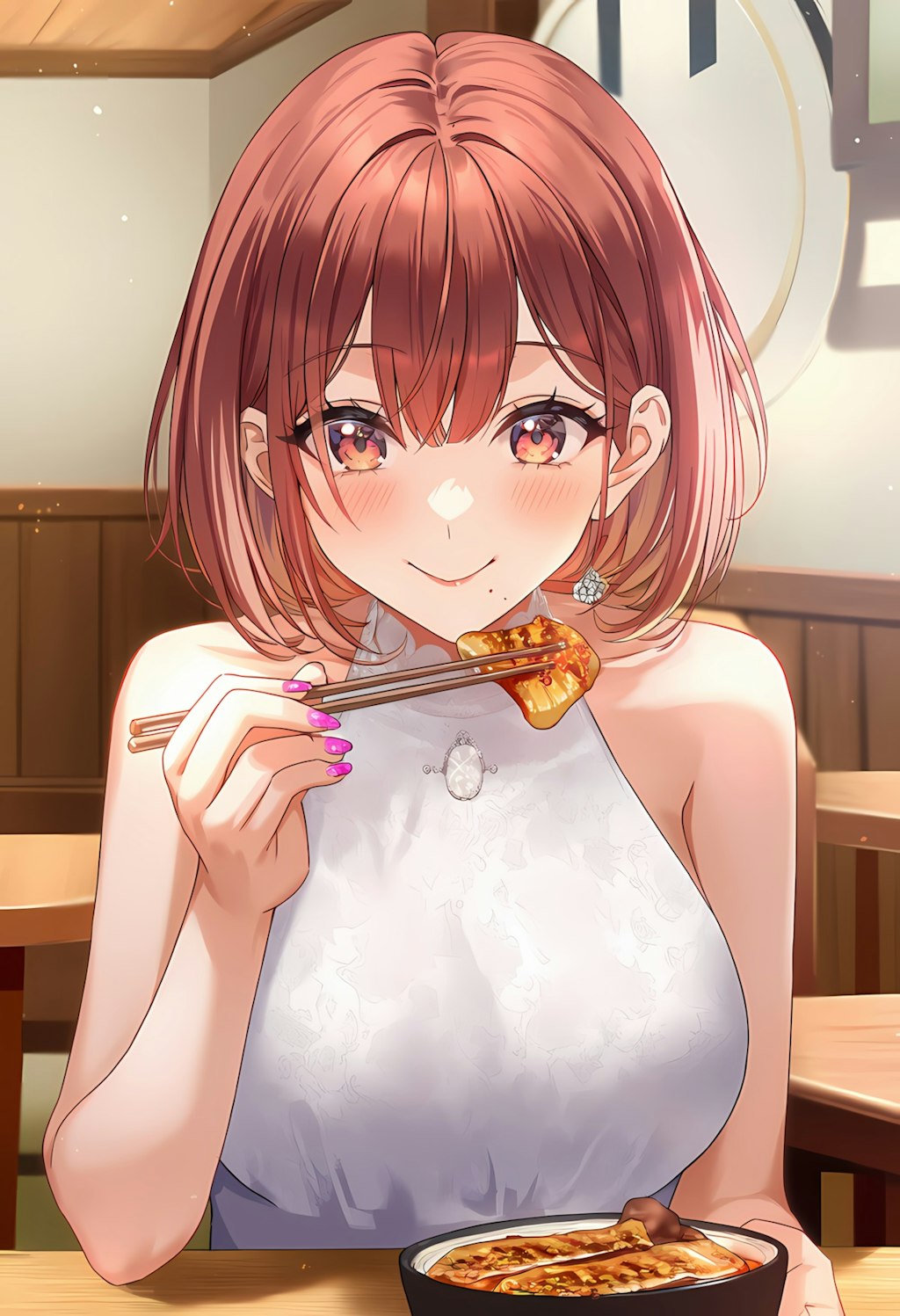 ノノカ＆ミレナ＆リナの土用の丑ショット：和風レストラン