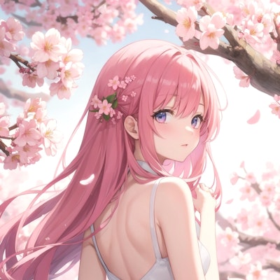 桜と美少女