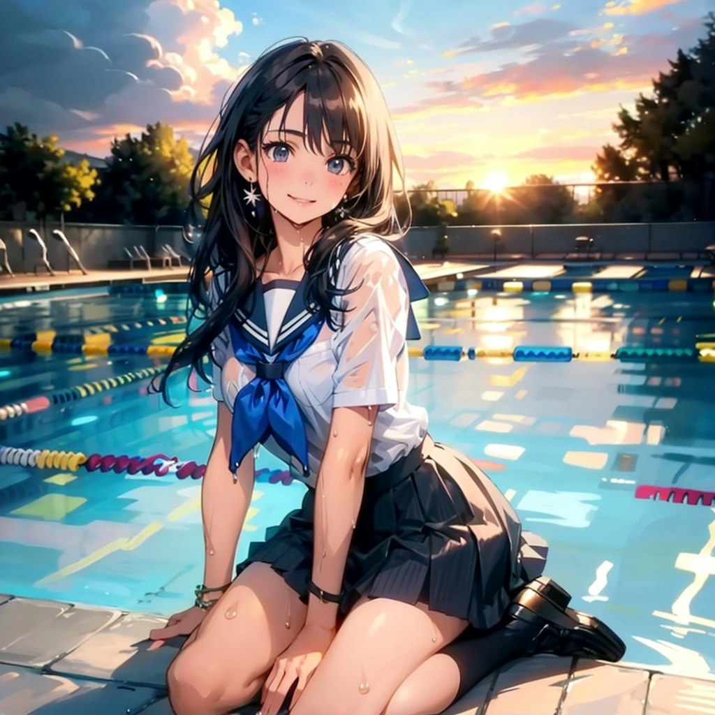 プールサイドの彼女