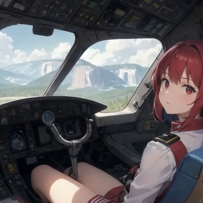 Girl piloting an airplane 7