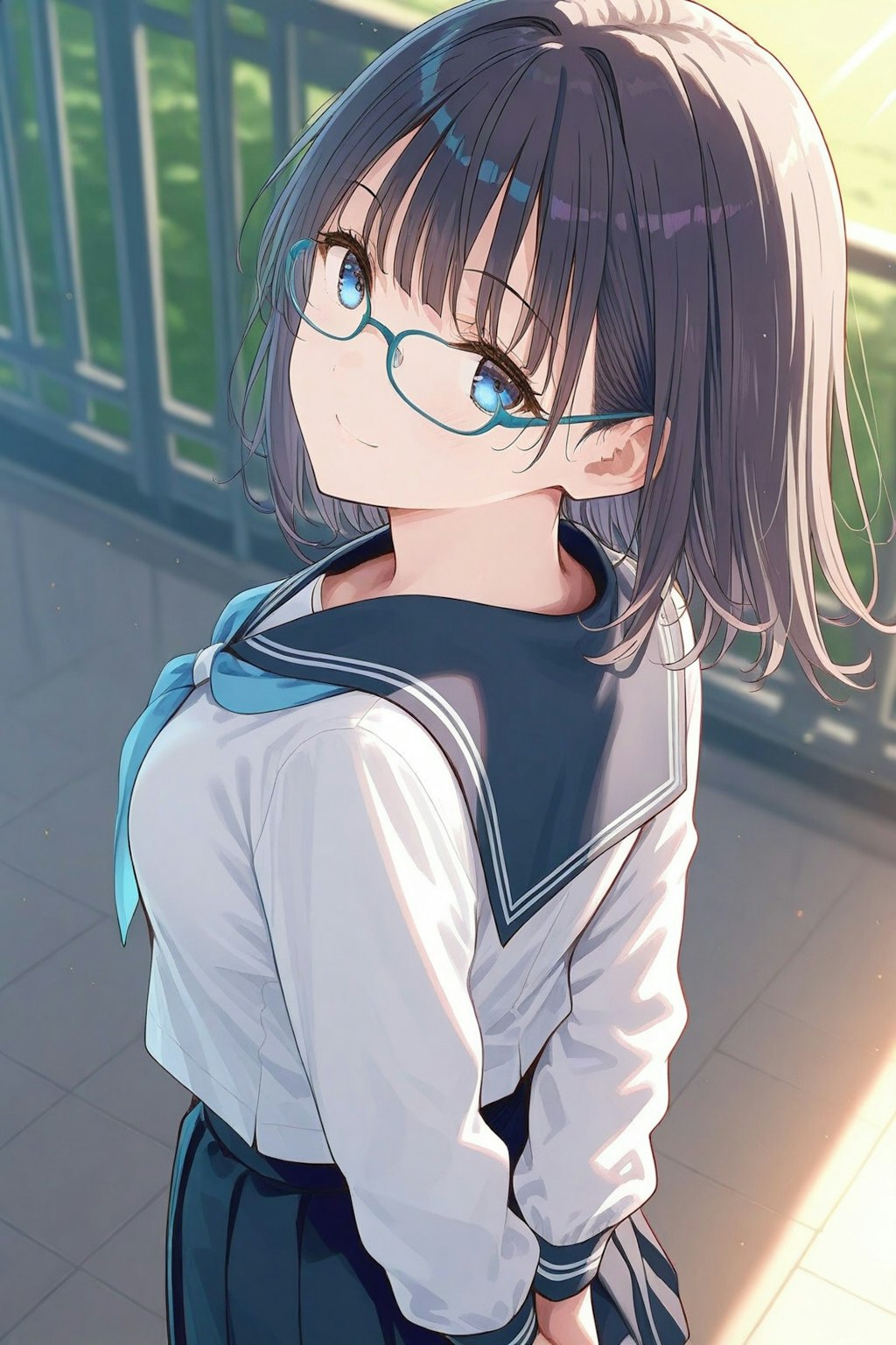 後ろで手を組むメガネちゃん👓✨