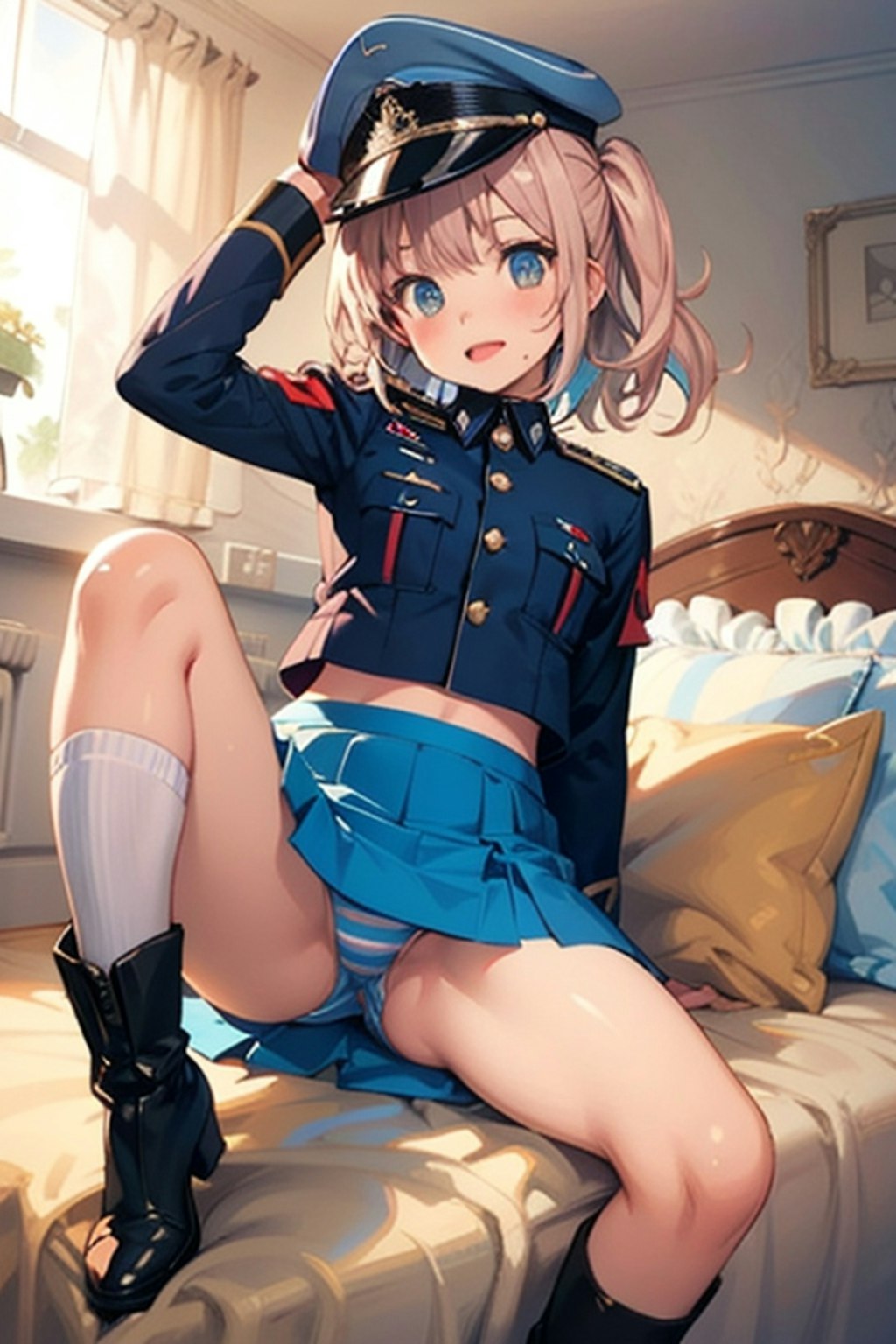 縞パン軍服少女