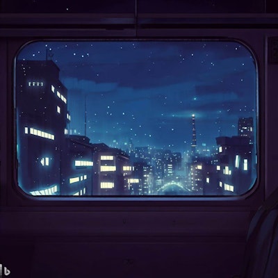 車窓から見た夜景