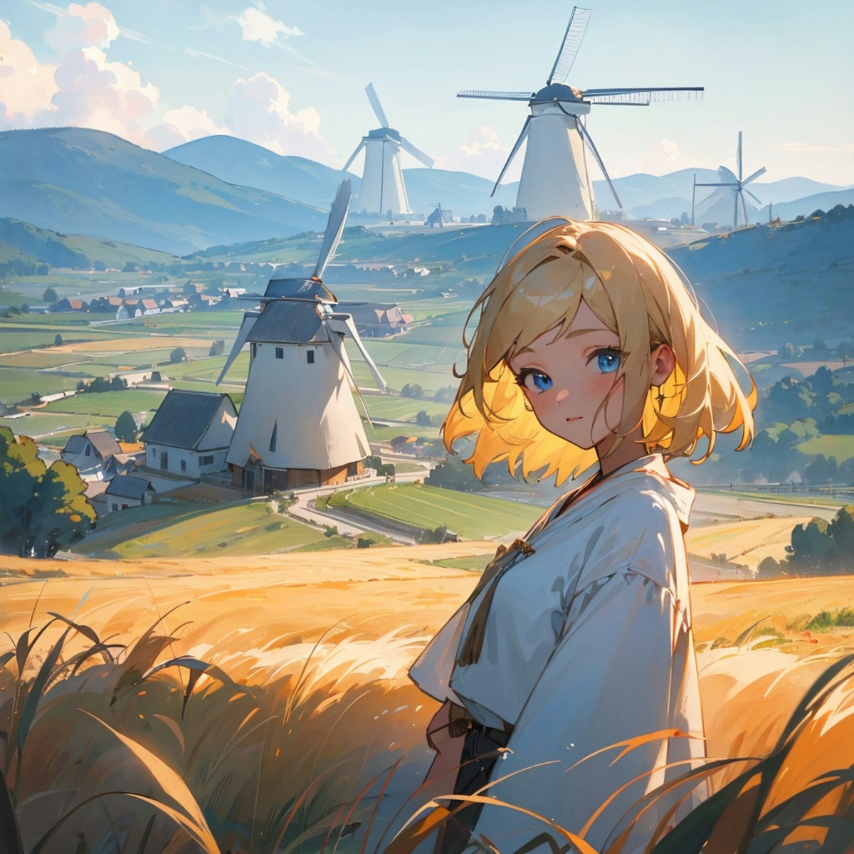 風車の村の少女 | chichi-pui（ちちぷい）AIイラスト専用の投稿サイト