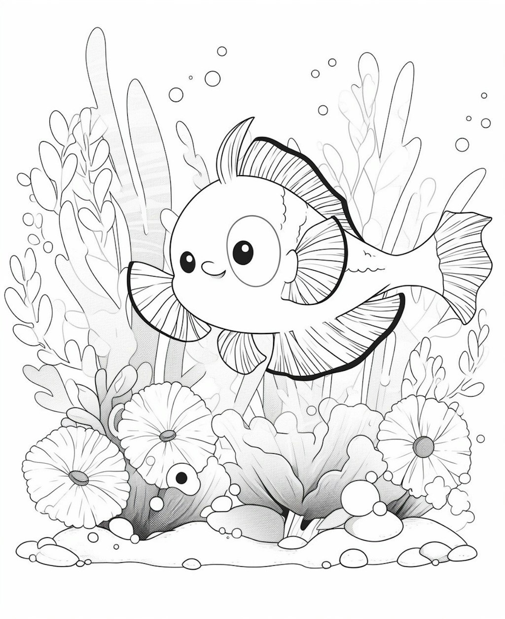 ぬり絵用の金魚