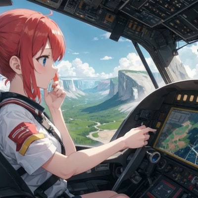Girl piloting an airplane 5