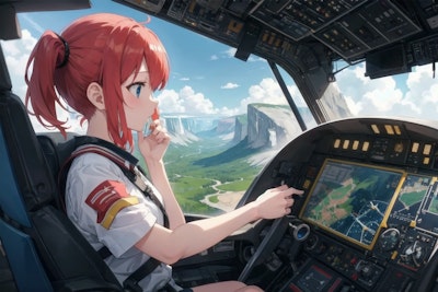 Girl piloting an airplane 5