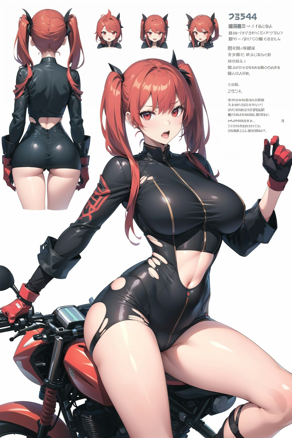 赤い髪のライダーっ娘　ちょっと設定画風