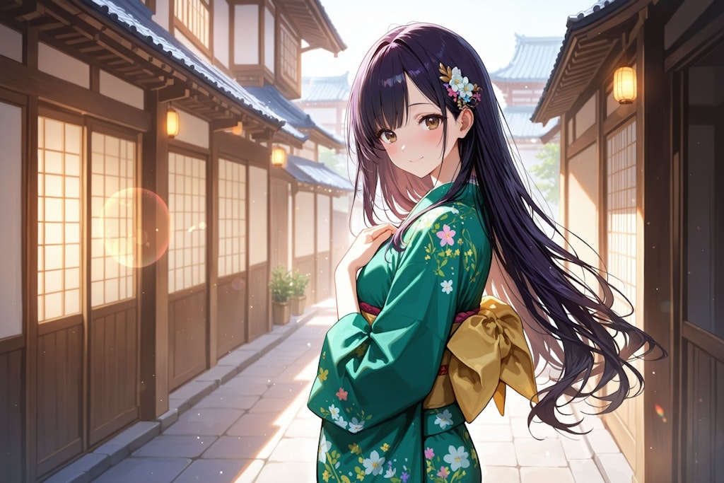 古都でであった着物少女