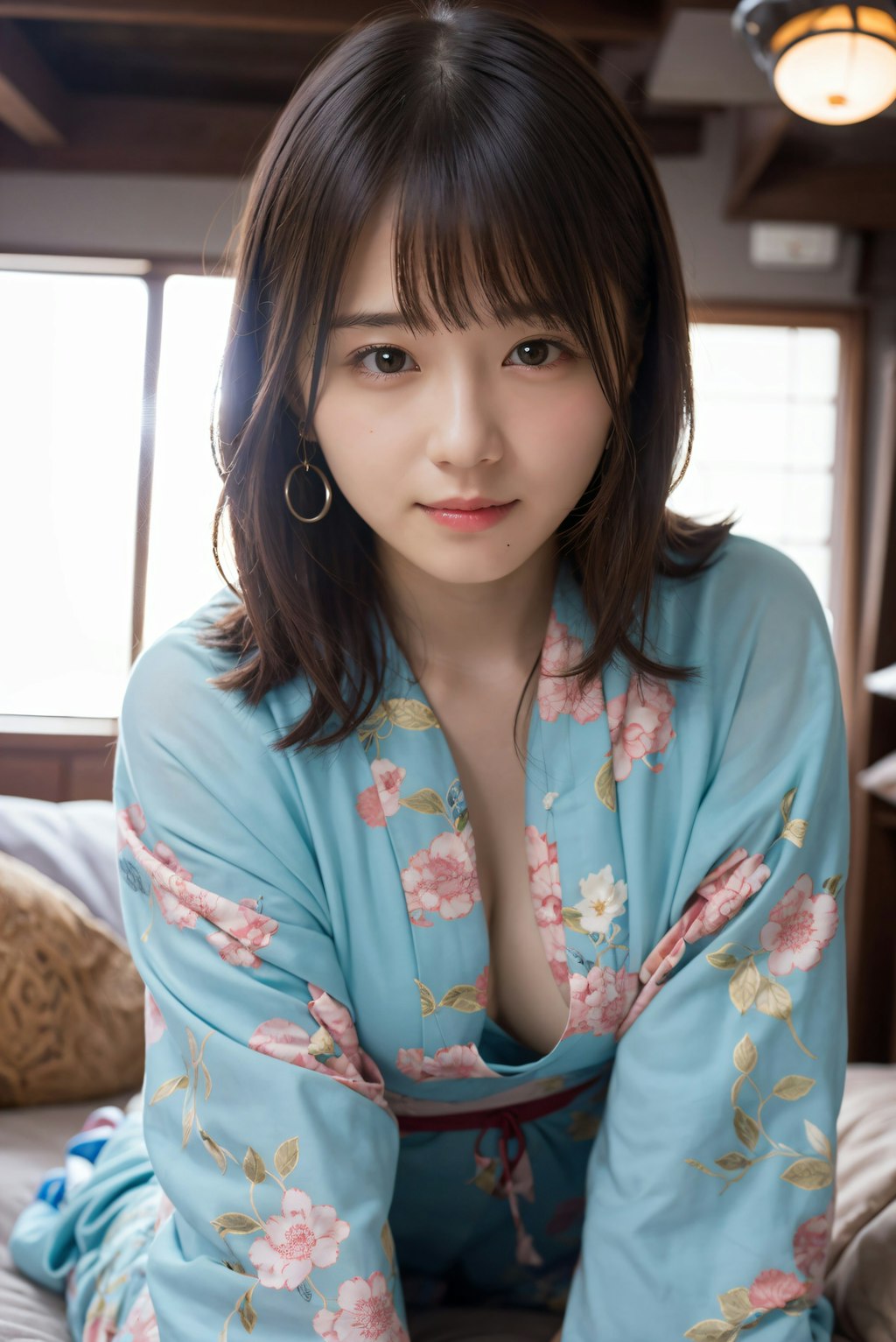 寝室の着物の女性 4