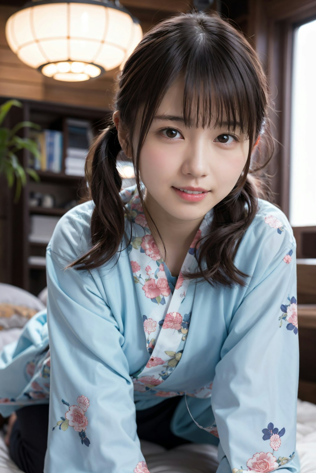 寝室の着物の女性 4