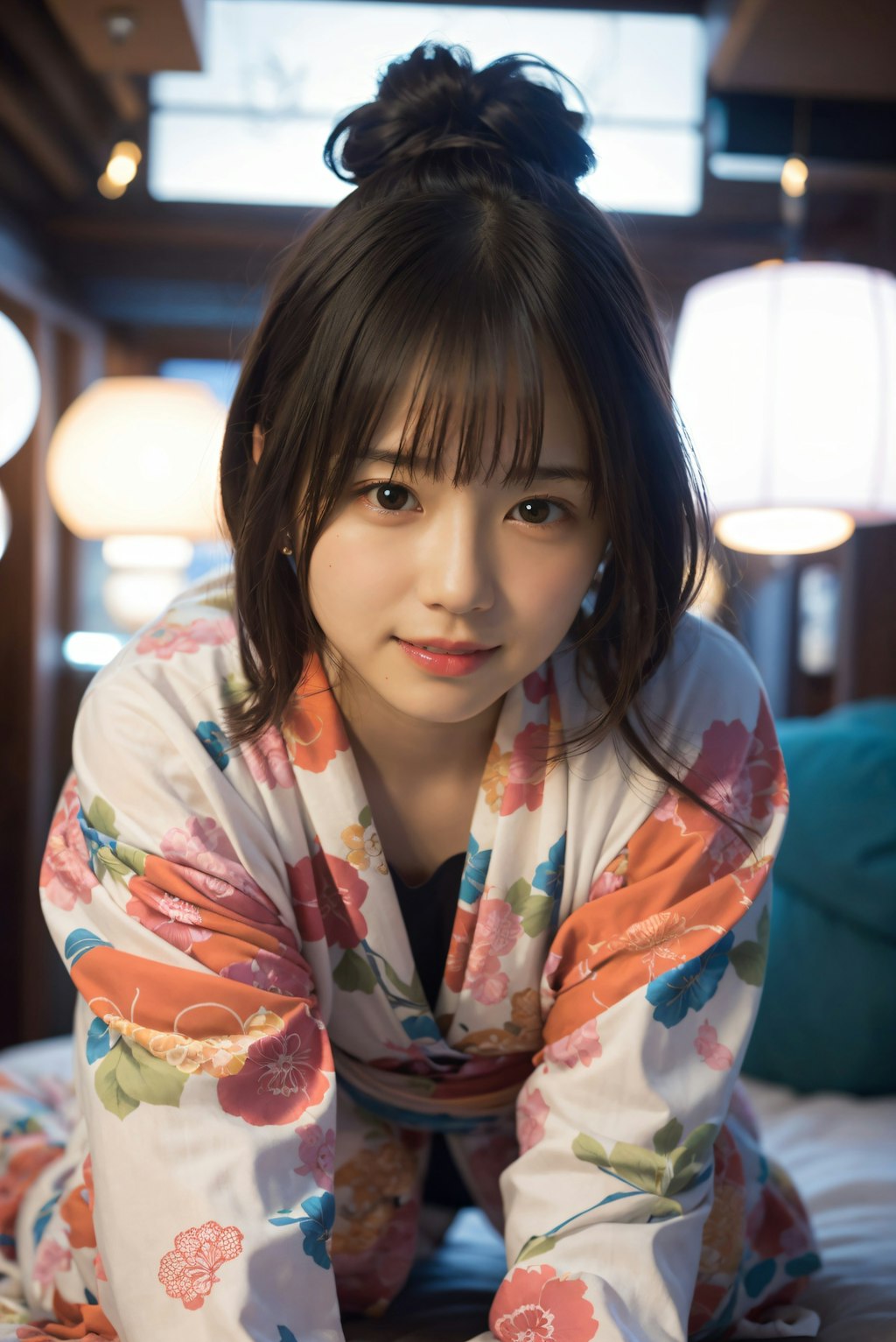 寝室の着物の女性 4