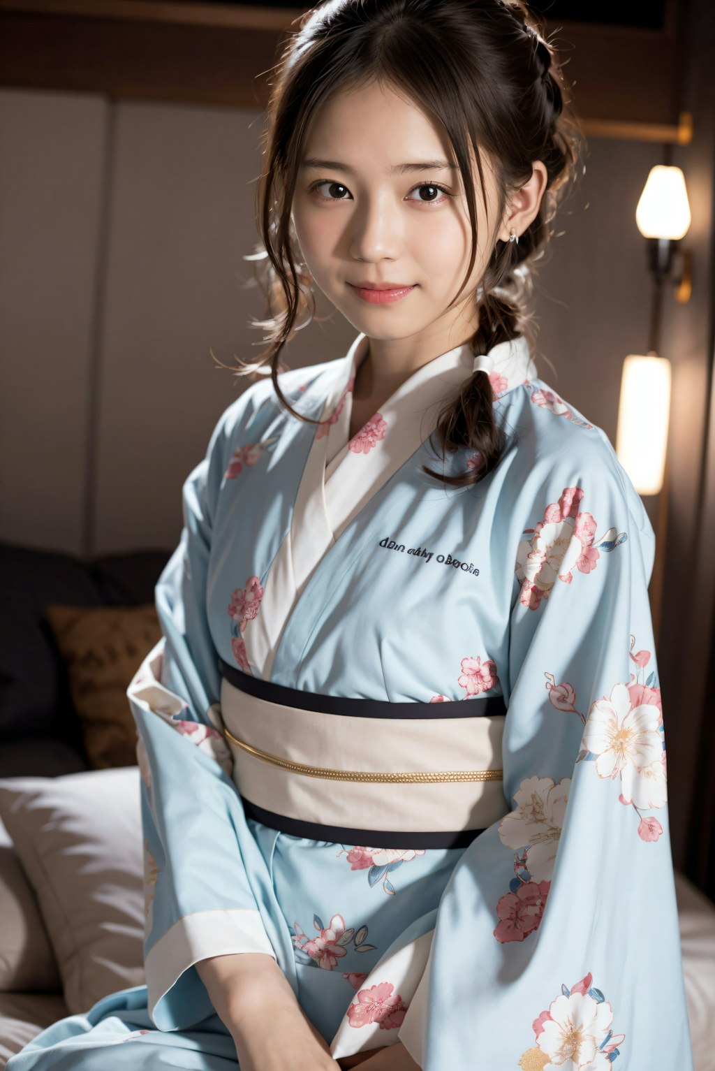 寝室の着物の女性 4