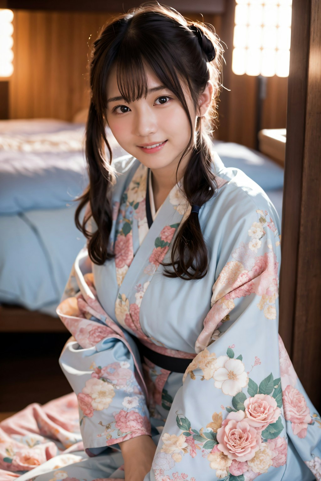 寝室の着物の女性 4
