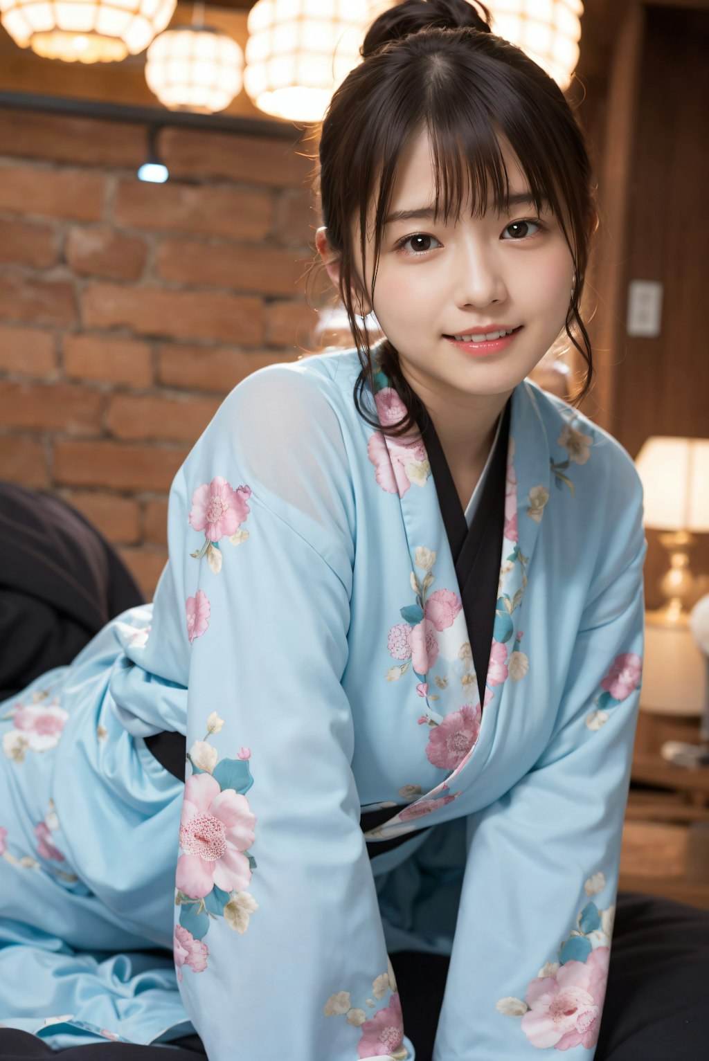 寝室の着物の女性 4