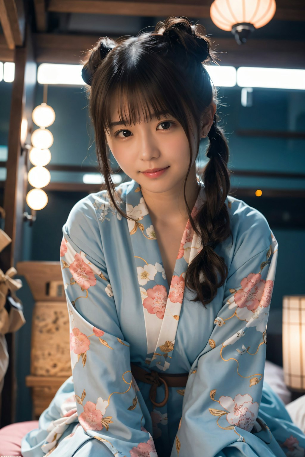 寝室の着物の女性 4